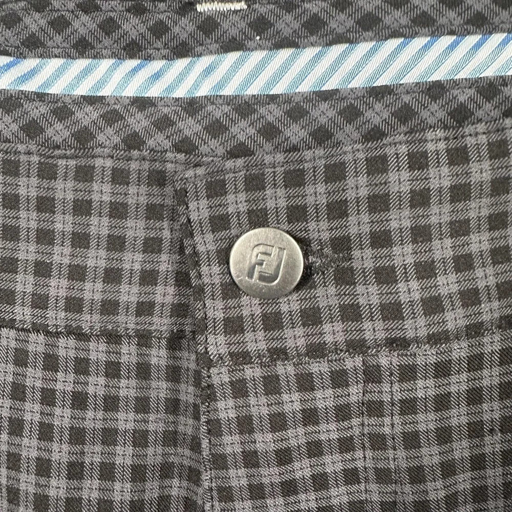 FootJoy Athletic Fit‎ Pants Mens 35x30 Gray Check Golf Stretch Casual Khakis